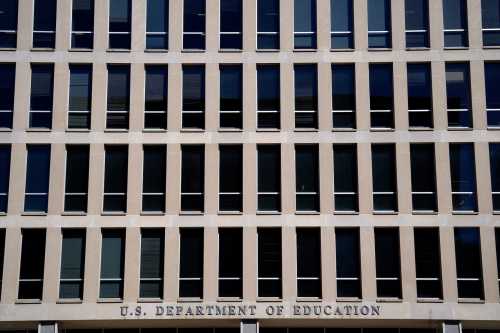 A view shows the U.S. Department of Education building during a Defend Our Schools rally to protest U.S. President Donald Trump's executive order to shut down the department, in Washington, D.C., U.S., on March 21, 2025.