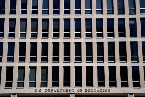 A view shows the U.S. Department of Education building during a Defend Our Schools rally to protest U.S. President Donald Trump's executive order to shut down the department, in Washington, D.C., U.S., on March 21, 2025.