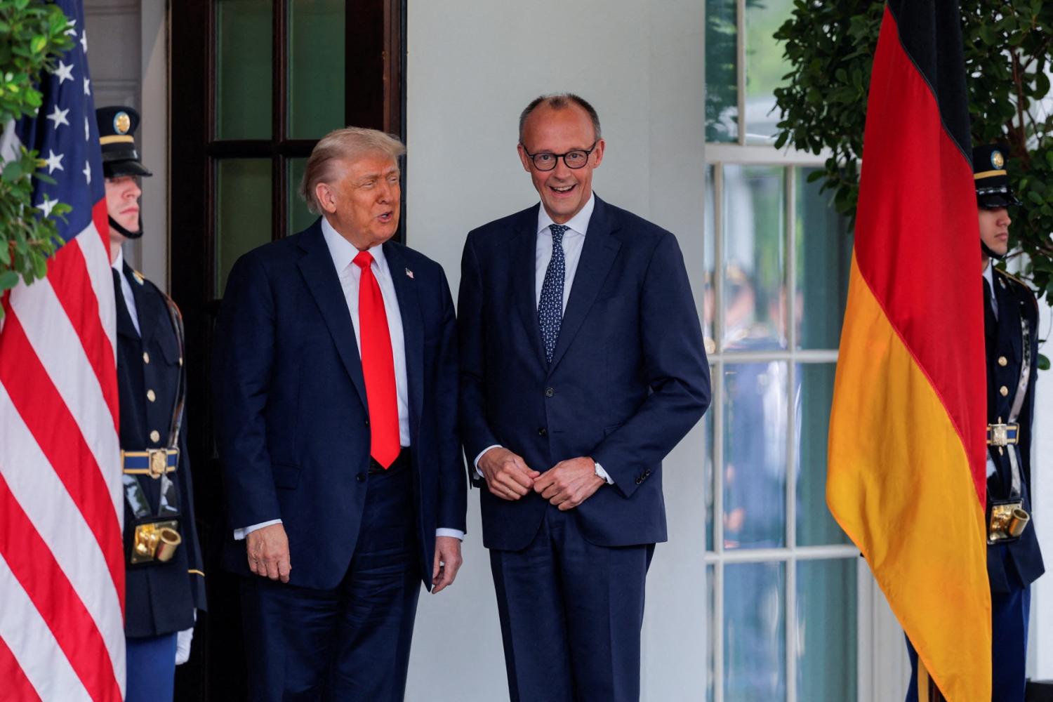 U.S. President Donald Trump meets German Chancellor Friedrich Merz at the White House in Washington, D.C., U.S., June 5, 2025.