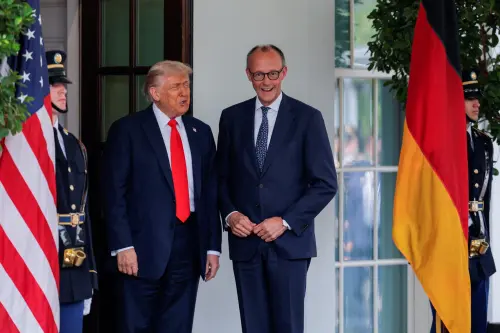 U.S. President Donald Trump meets German Chancellor Friedrich Merz at the White House in Washington, D.C., U.S., June 5, 2025.
