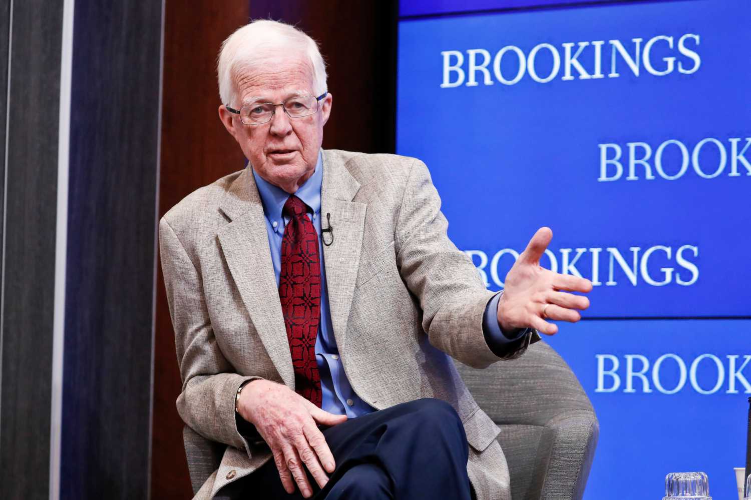 Barry Bosworth speaking at a Brookings event in 2018.