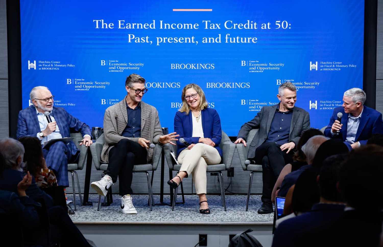 Panel discussion with Brookings' David Wessel, Jacob Bastian of Rutgers University, Jim Sullivan of the University of Notre Dame, Henrik Kleven of Princeton University, and Hilary Hoynes of UC Berkeley.