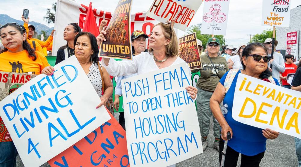 Protesters at the Altadena Rise Up March and Rally in Altadena, California