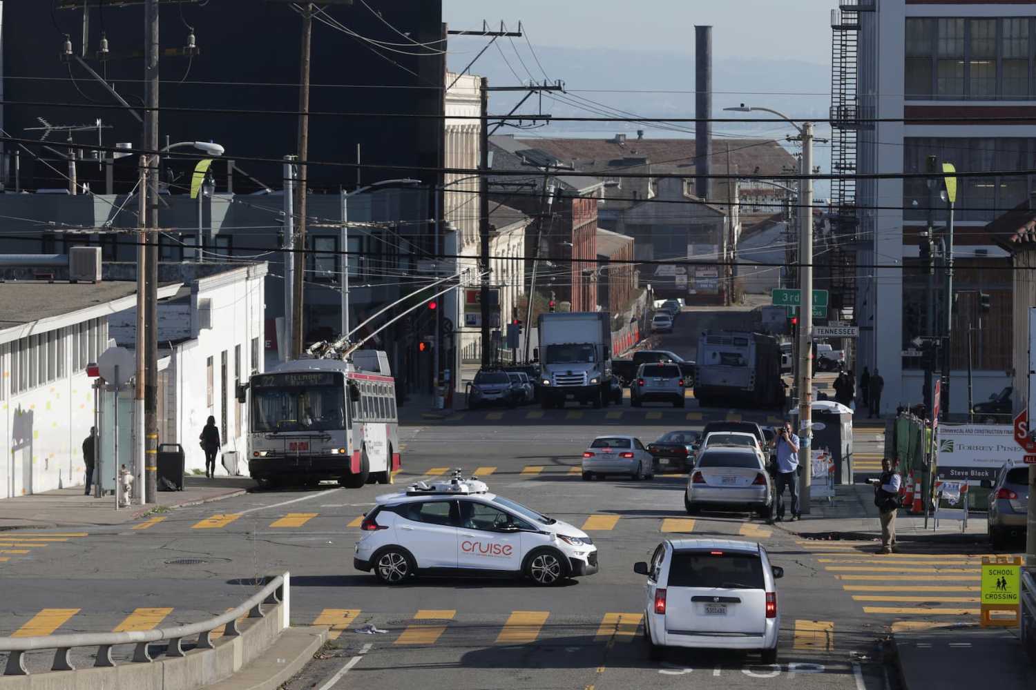 A self-driving GM Bolt EV is seen during a media event where Cruise, GM's autonomous car unit, showed off its self-driving cars in San Francisco, California, U.S. on November 28, 2017.