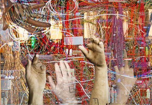 Tech wires and hands