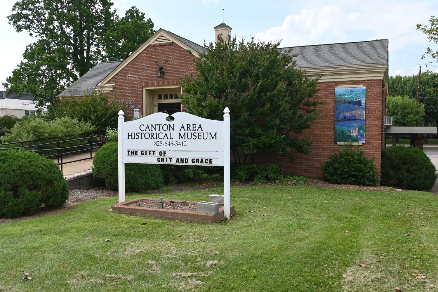 Sign in Canton NC, "The gift of grit and grace"