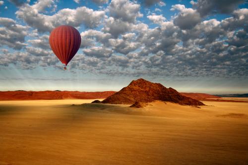 Aerial view from a hot air balloon in the Sossusvlei area of the Namib-Naukluft Desert, Namibia
