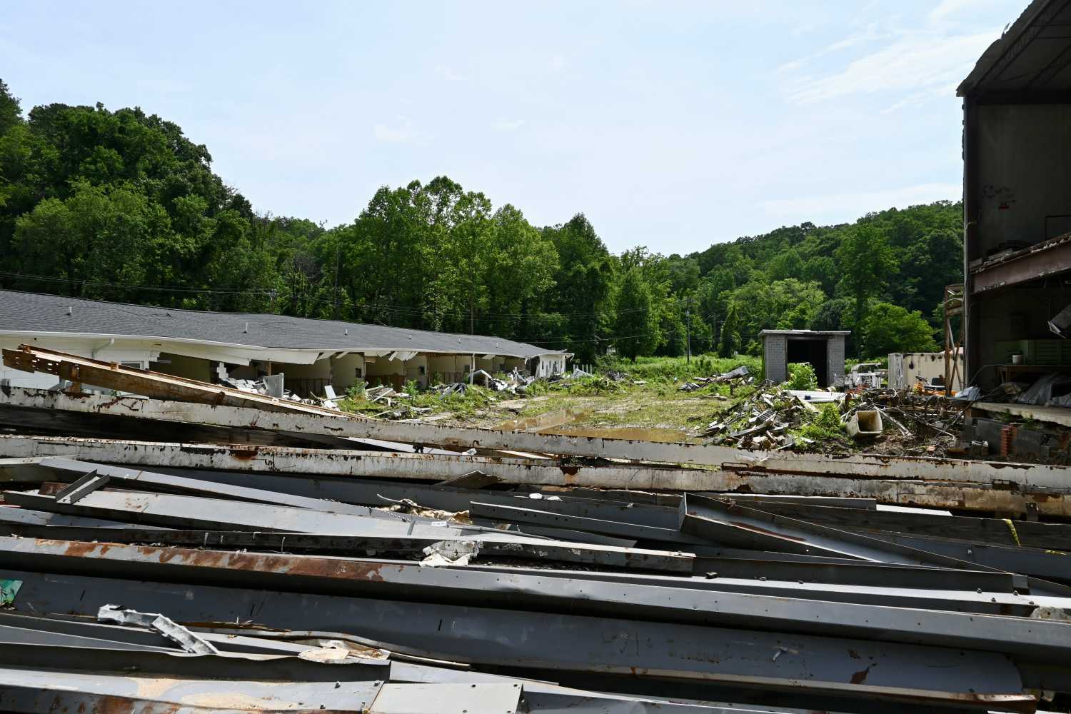 A view of damage from Hurricane Helene in Old Fort, North Carolina, June 2025. (Photo by Molly Born)