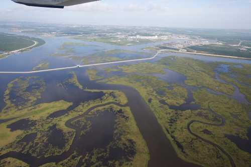 Aerial view of New Orleans surge barrier