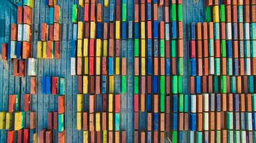 Drone images of The Port of Thessaloniki one of the Largest Greek seaports with annual traffic capacity of 16 million tonnes.