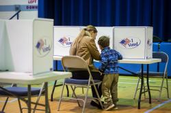 As Americans head to the polls to vote in the 2022 midterm elections, voters trickle into the Alexandria Fire Department Headquarters Station Number 4 in Alexandria, Virginia, on Tuesday, November 8, 2022.