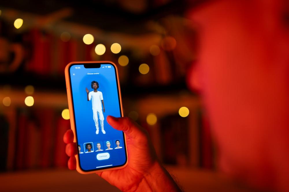 A user interacting with a smartphone app to customize an avatar for a personal artificial intelligence chatbot, known as a Replika.