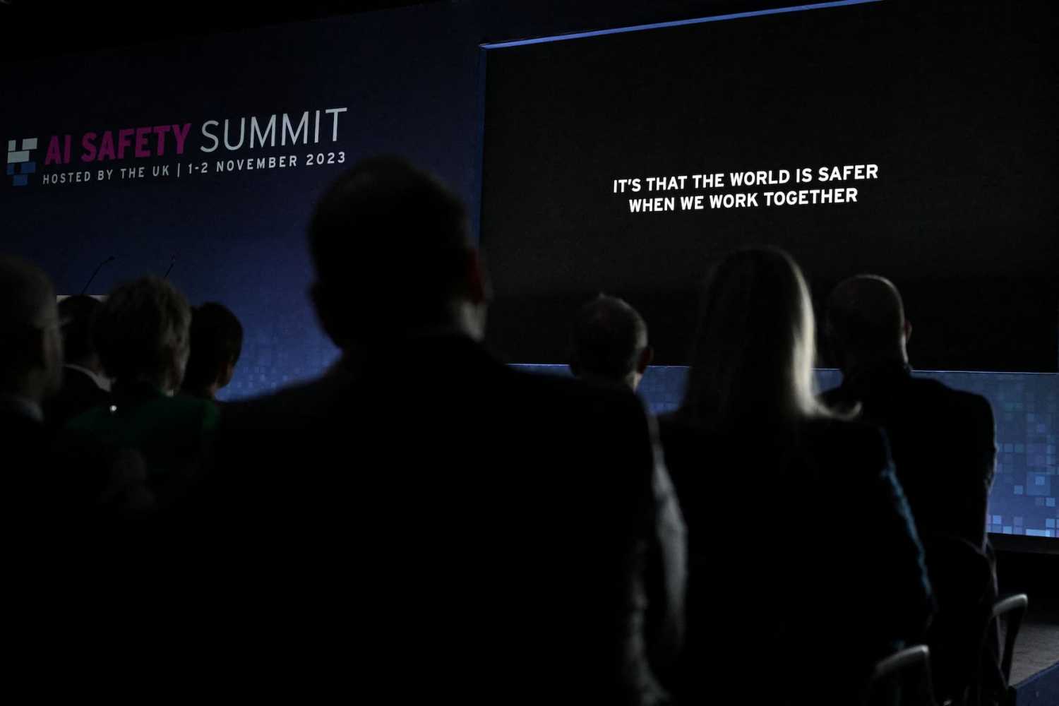 A general view during the first plenary session on Day 1 of the AI Safety Summit at Bletchley Park in Bletchley, Britain on November 1, 2023. The U.K. Government are hosting the AI Safety Summit, bringing together international governments, leading AI companies, civil society groups and experts in research to consider the risks of AI, especially at the frontier of development, and discuss how they can be mitigated through internationally coordinated action.