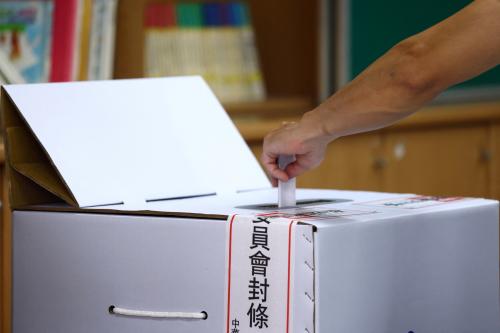 A voter casts a ballot in a recall election, at a polling station in Taipei, Taiwan July 26, 2025.