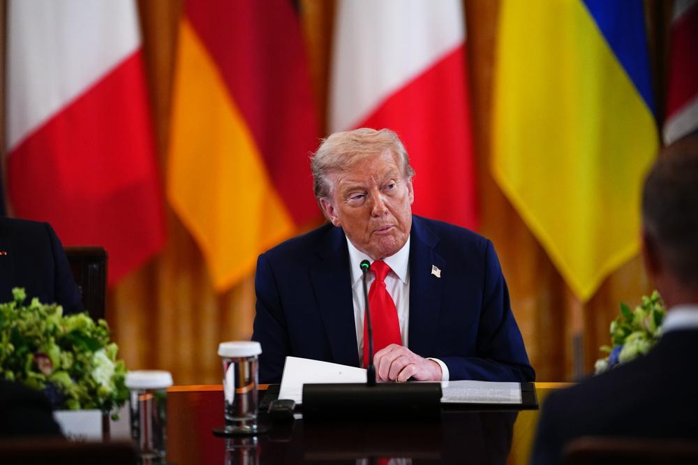 President Donald Trump participates in a multilateral meeting with European Leaders in the East Room of the White House in support of President Volodymyr Zelenskyy following President Trump’s meeting last week with President Vladimir Putin of Russia in Anchorage, Alaska.
