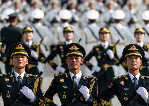 Soldiers of the People's Liberation Army (PLA) of China attend a training ahead of a military parade to mark the 80th anniversary of the end of World War Two, in Beijing, China, August 20, 2025.