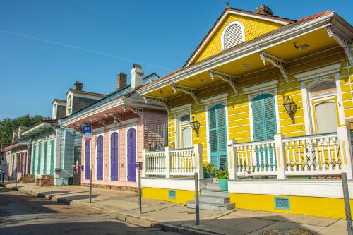 New Orleans, USA – December 3, 2022 - Colorful Creole cottage in New Orleans, Louisiana, USA