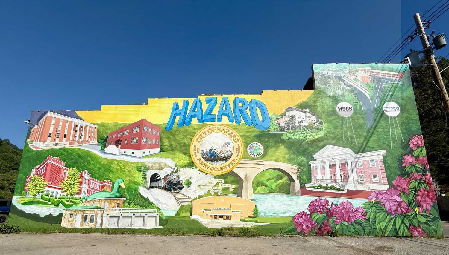 A building mural for the City of Hazard, Kentucky.