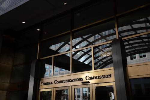 A general view of U.S. Federal Communications Commission (FCC) headquarters in Washington, D.C., on October 21, 2020. (Graeme Sloan/Sipa USA)