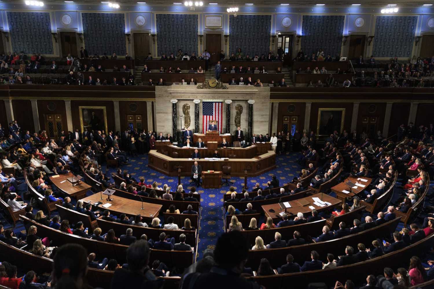 Speaker of the U.S. House of Representatives Mike Johnson gives remarks during the Opening of the 119th Congress in the House Chambers of the Capitol Building in Washington, D.C. on Friday, January 3, 2025. Republicans re-elected Mike Johnson to Speaker of the House after conservative holdouts changed their votes to Johnson.