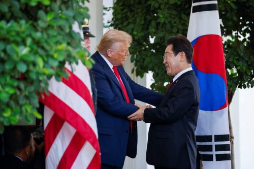 U.S. President Donald Trump welcomes South Korean President Lee Jae Myung at the White House in Washington, D.C., U.S., August 25, 2025.
