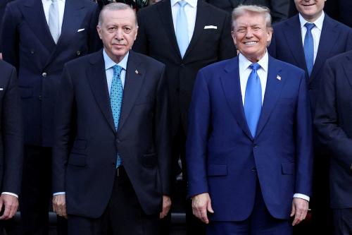 Turkey's President Tayyip Erdoğan and U.S. President Donald Trump pose for a picture ahead of a dinner hosted by Dutch King Willem-Alexander and Dutch Queen Maxima, on the sidelines of a NATO Summit, at Huis ten Bosch Palace in The Hague, Netherlands June 24, 2025.