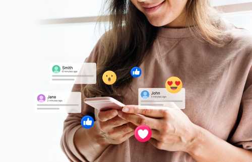 woman uses social media on cell phone