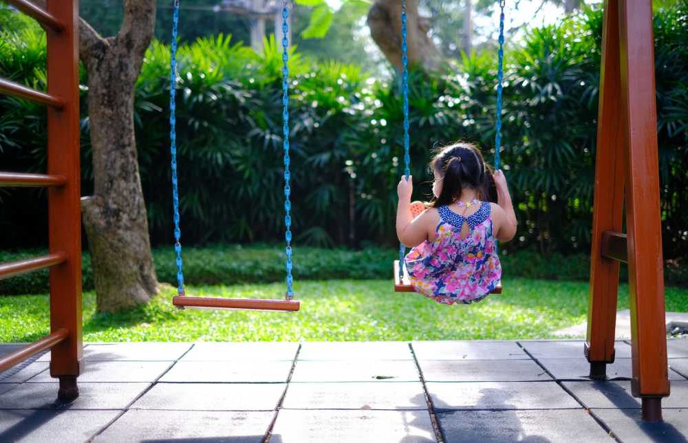 A girl alone on a swing.