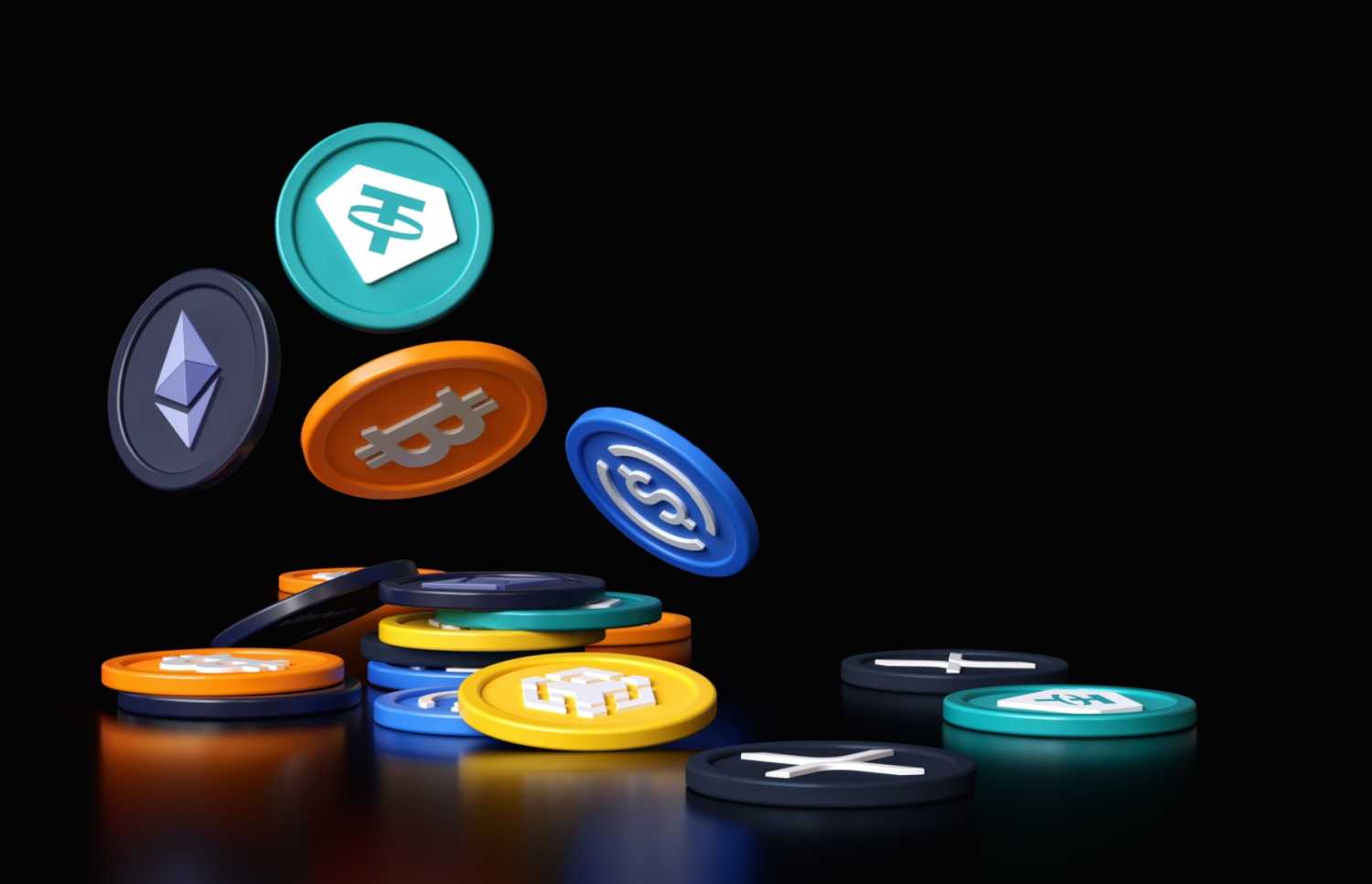 Illustration of crypto tokens.