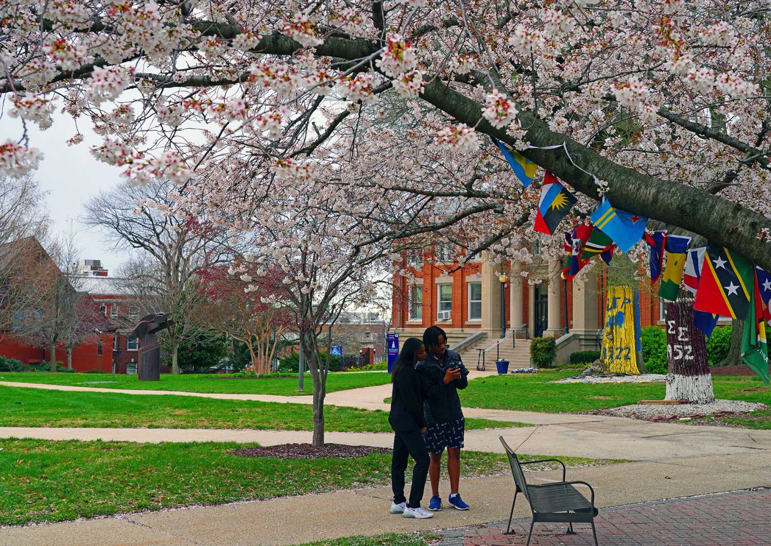 WASHINGTON, DC -26 MAR 2022- View of the college campus of Howard University (HU) in Washington, DC, the most famous Historically Black College and University (HBCU) in the United States.