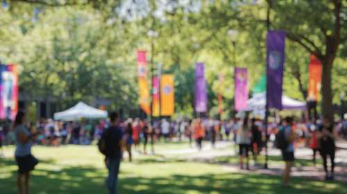 Blurred background of a vibrant college campus