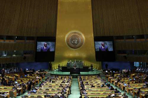 South Africa's President Cyril Ramaphosa addresses the 78th Session of the U.N. General Assembly in New York City