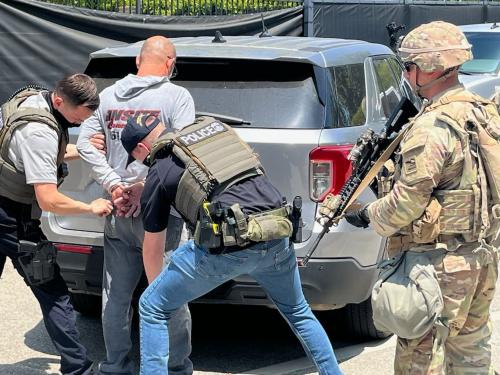 Officers from U.S. Immigration and Customs Enforcement (ICE) in Los Angeles immigration enforcement operation on June 10, 2025. Some Angelenos rounded up by federal immigration agents have already been deported, according to a new report, as a fuller picture emerges of the immigrants arrested during raids in Los Angeles that have triggered a wave of protests there and in other cities across the US. Other federal agencies are believed to have contributed to the increase in detentions alongside Ice, including the FBI, US Customs and Border Protection, the Drug Enforcement Administration, Homeland Security Investigations, and the Bureau of Alcohol, Tobacco, Firearms and Explosives. Immigrant advocacy groups say they have information that more than 200 people were detained and that many do not have criminal records.