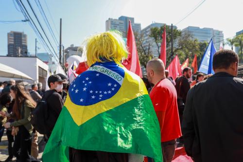 View of the Sovereign Brazil event, a demonstration against President Donald Trump's (USA) tariff hike on Brazilian products.