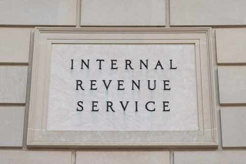An Internal Revenue Service sign is seen outside the IRS in Washington on Thursday, August 7, 2025.