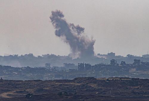 Photo taken from Sderot, southern Israel, shows smoke rising from northern Gaza as Israel conducts ground operations in the Palestinian enclave on Sept. 17, 2025.