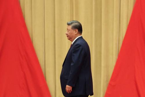 China’s President Xi Jinping walks to deliver his speech during the National Day reception on the eve of the 76th founding anniversary of the People's Republic of China, at the Great Hall of the People in Beijing, China September 30, 2025.