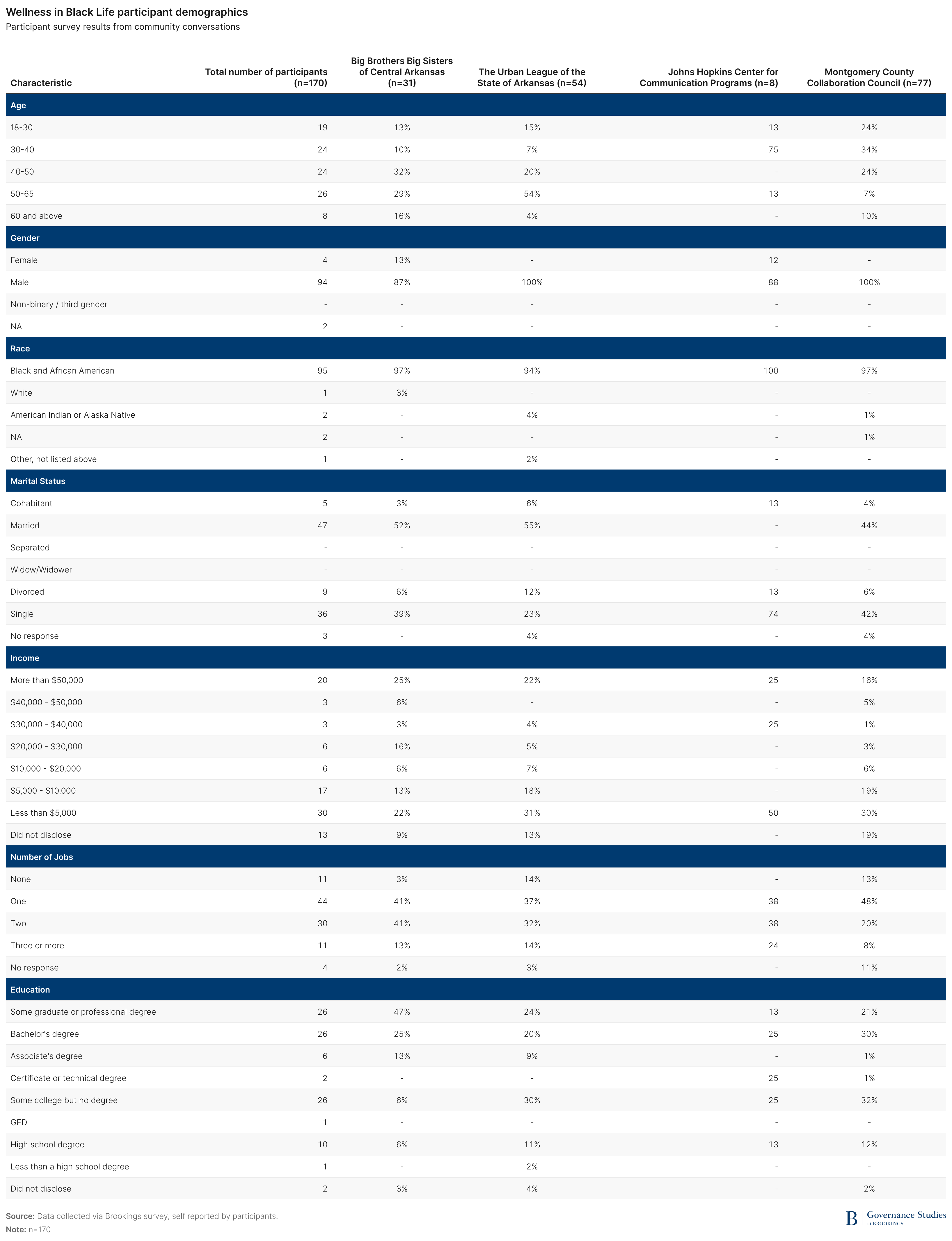 Community conversation participant demographics