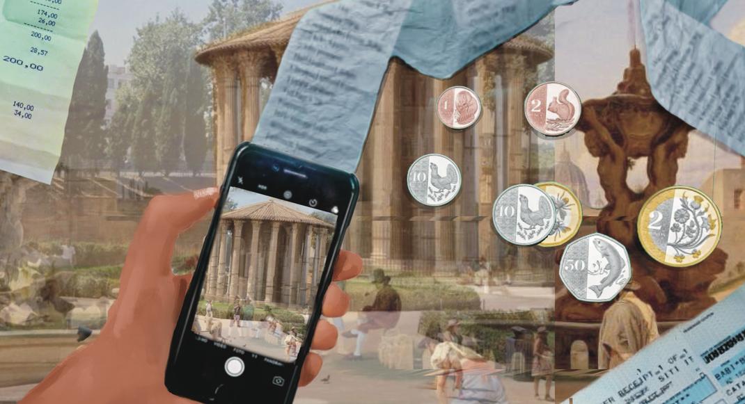 smartphone and receipt illustration