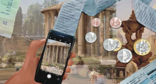 smartphone and receipt illustration