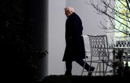 Trump walking out of the Oval Office.