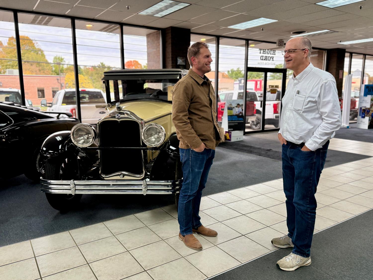 Sam Hight (l) and host Tony Pipa (r) at Hight Ford in Skowhegan, Maine