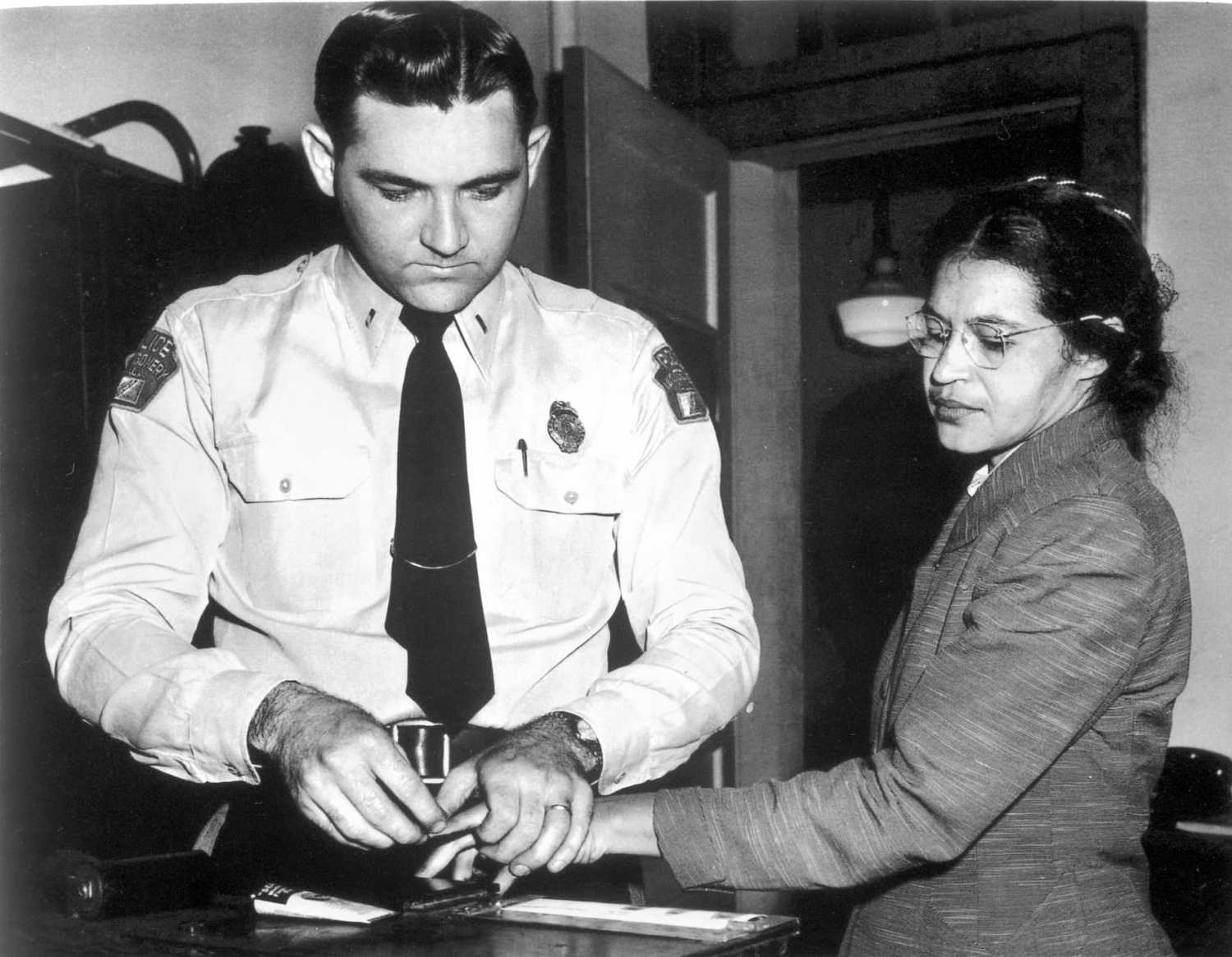 Rosa Parks giving fingerprints