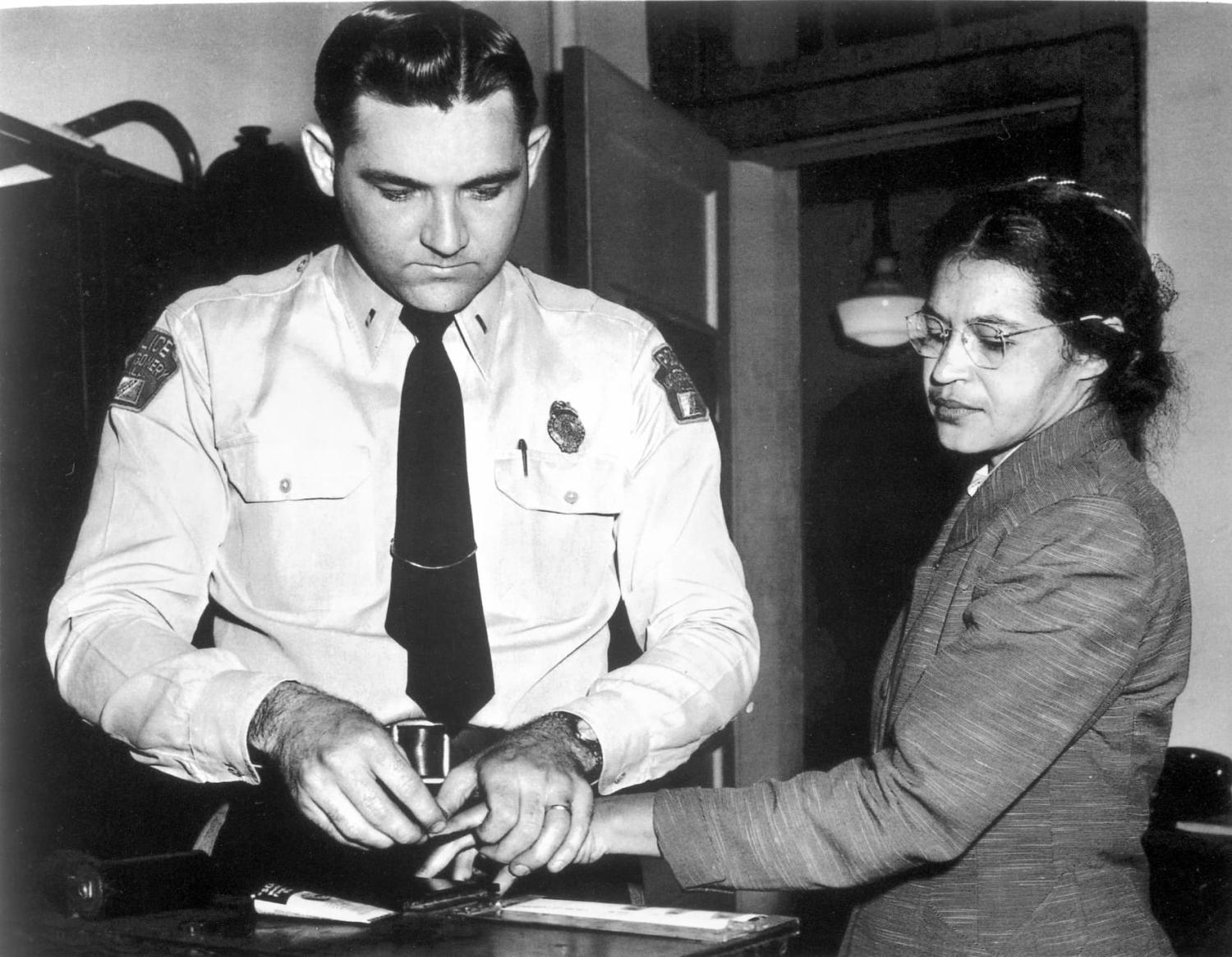 Rosa Parks giving fingerprints
