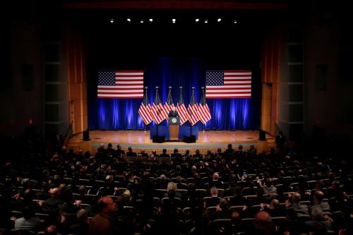U.S. President Donald Trump delivers remarks regarding the Administration's National Security Strategy at the Ronald Reagan Building and International Trade Center in Washington D.C, U.S., December 18, 2017.