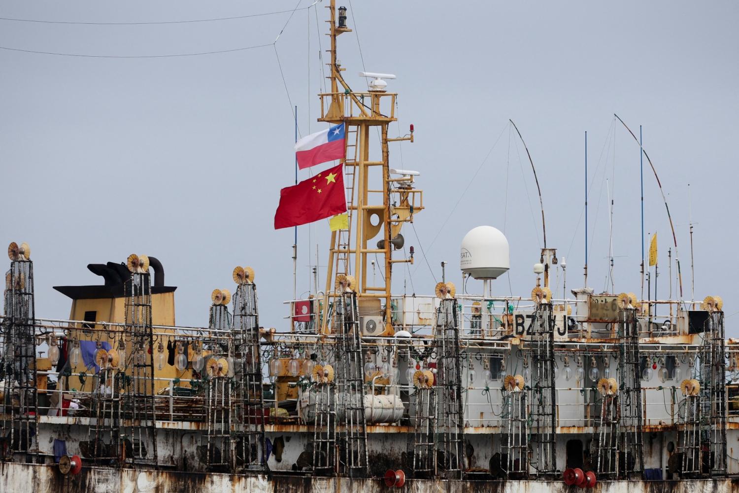 A Chinese-flagged fishing boat sails off of Chile's northern coast, amid a surge in port call requests from Chinese vessels and growing concerns from local fishing and environmental groups over potential overfishing, according to Chile's Navy and local media, near Iquique, Chile, October 12, 2025.