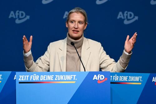 Alice Weidel, co-leader of the far-right Alternative for Germany (AfD) political party, speaks at the founding congress of the new youth wing of the far-right Alternative for Germany (AfD) political party on November 29, 2025 in Giessen, Germany.