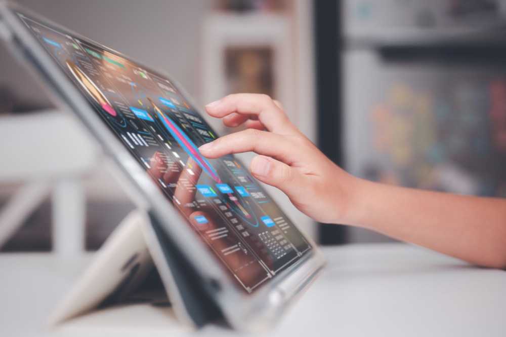 A child uses a digital tablet