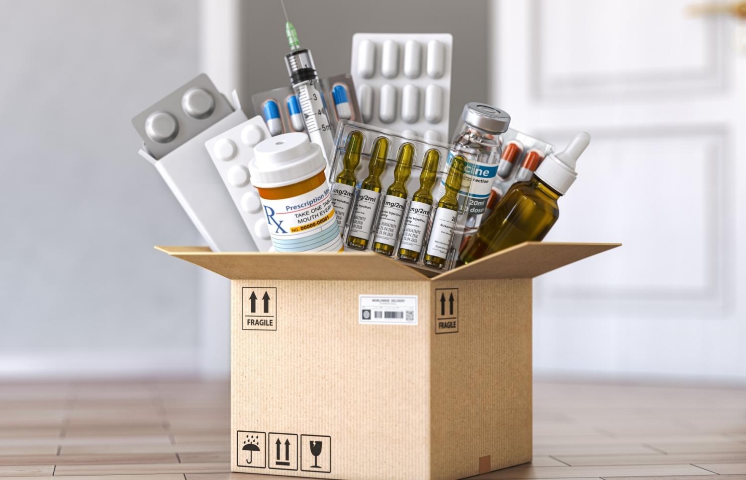 A delivery box of medical supplies.