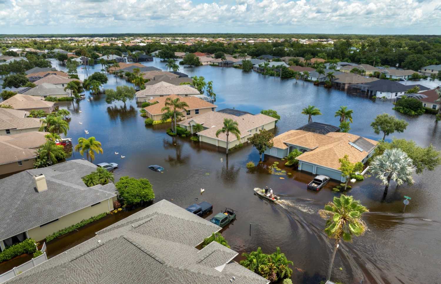 A neighborhood flooding after Hurricane Debbie hit Florida.